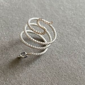 Cool Coiled Sterling Silver Snake Ring size 8